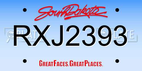 RXJ2393 South Dakota License Plate