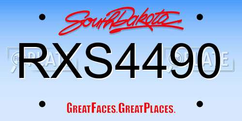 RXS4490 South Dakota License Plate