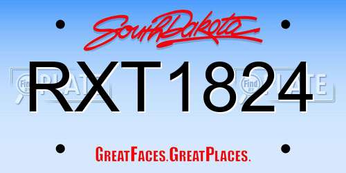 RXT1824 South Dakota License Plate