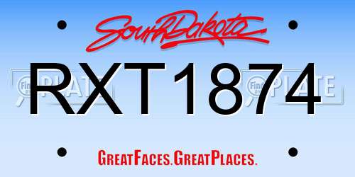 RXT1874 South Dakota License Plate