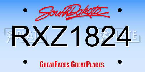 RXZ1824 South Dakota License Plate