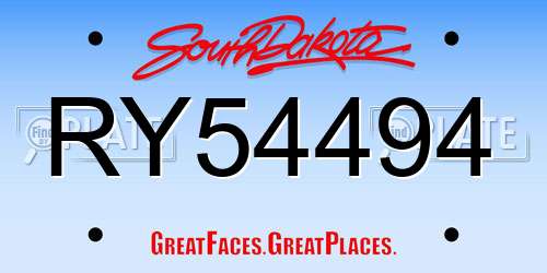 RY54494 South Dakota License Plate