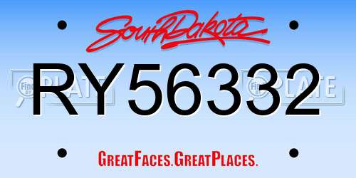RY56332 South Dakota License Plate