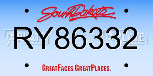 RY86332 South Dakota License Plate