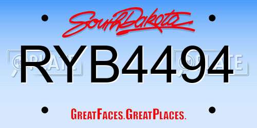 RYB4494 South Dakota License Plate