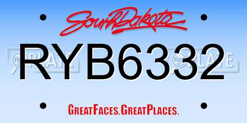 RYB6332 South Dakota License Plate