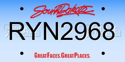 RYN2968 South Dakota License Plate