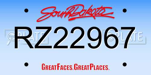 RZ22967 South Dakota License Plate