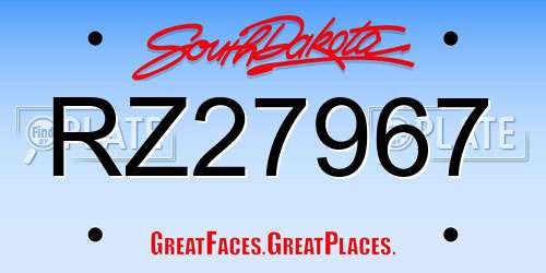 RZ27967 South Dakota License Plate