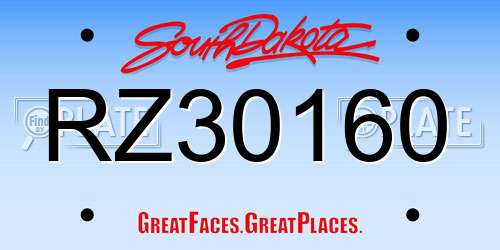 RZ30160 South Dakota License Plate
