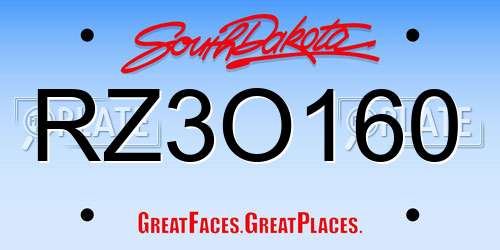 RZ3O160 South Dakota License Plate