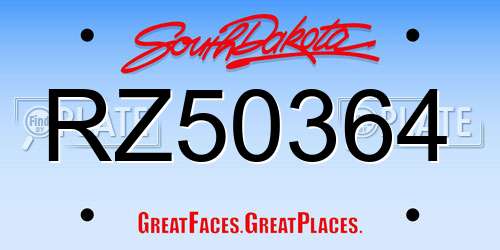 RZ50364 South Dakota License Plate