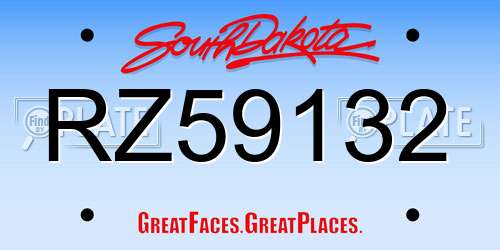 RZ59132 South Dakota License Plate