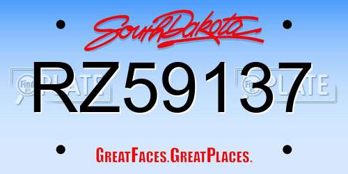 RZ59137 South Dakota License Plate
