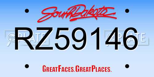 RZ59146 South Dakota License Plate