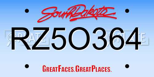 RZ5O364 South Dakota License Plate