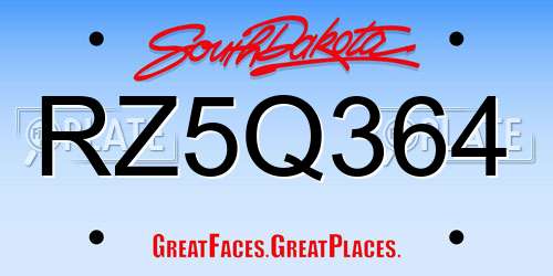 RZ5Q364 South Dakota License Plate