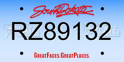 RZ89132 South Dakota License Plate