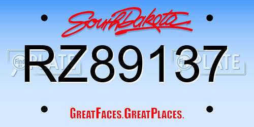RZ89137 South Dakota License Plate