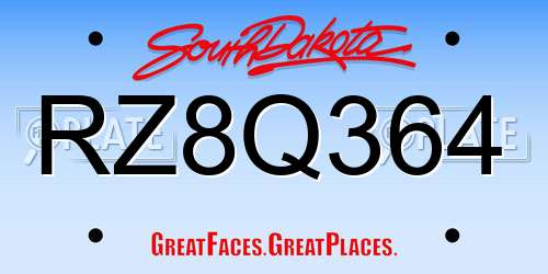 RZ8Q364 South Dakota License Plate