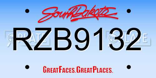 RZB9132 South Dakota License Plate