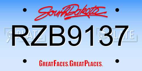 RZB9137 South Dakota License Plate