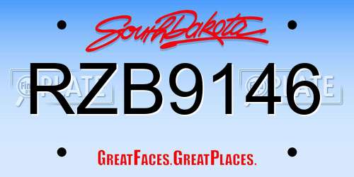 RZB9146 South Dakota License Plate