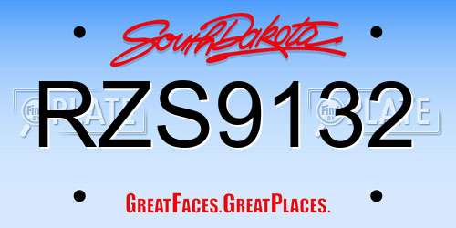 RZS9132 South Dakota License Plate
