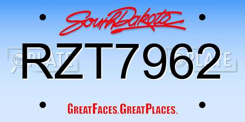 RZT7962 South Dakota License Plate