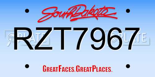 RZT7967 South Dakota License Plate