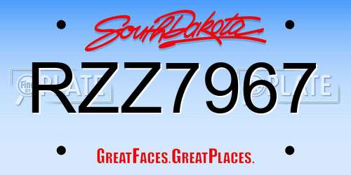 RZZ7967 South Dakota License Plate