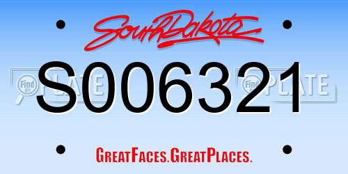 S006321 South Dakota License Plate