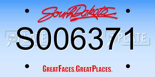 S006371 South Dakota License Plate