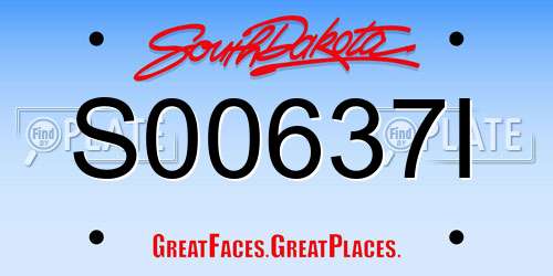 S00637I South Dakota License Plate