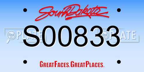 S00833 South Dakota License Plate