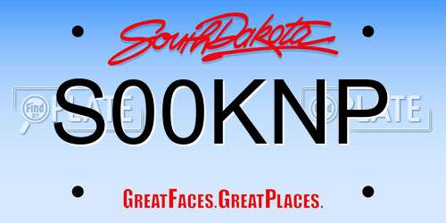 S00KNP South Dakota License Plate