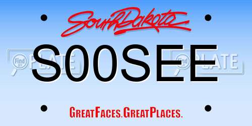 S00SEE South Dakota License Plate