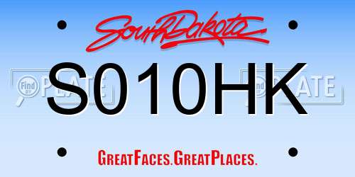 S010HK South Dakota License Plate