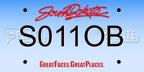 S011OB South Dakota License Plate