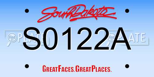 S0122A South Dakota License Plate