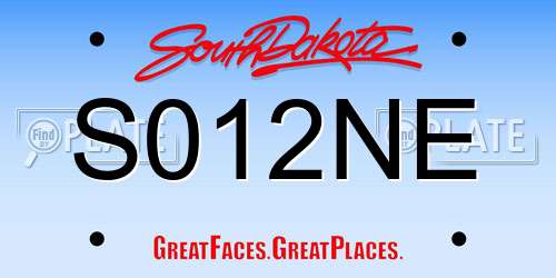 S012NE South Dakota License Plate