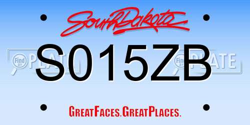 S015ZB South Dakota License Plate