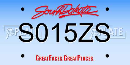 S015ZS South Dakota License Plate