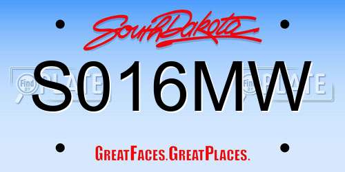 S016MW South Dakota License Plate