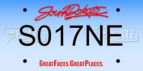 S017NE South Dakota License Plate