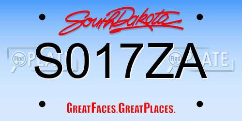 S017ZA South Dakota License Plate