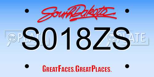 S018ZS South Dakota License Plate