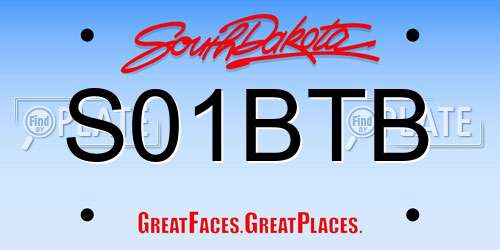 S01BTB South Dakota License Plate
