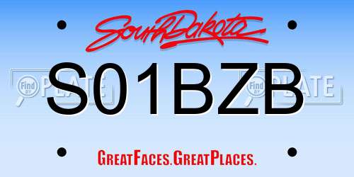 S01BZB South Dakota License Plate