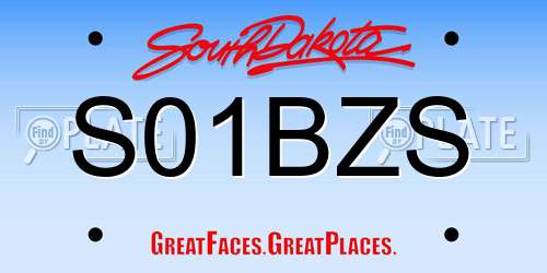 S01BZS South Dakota License Plate